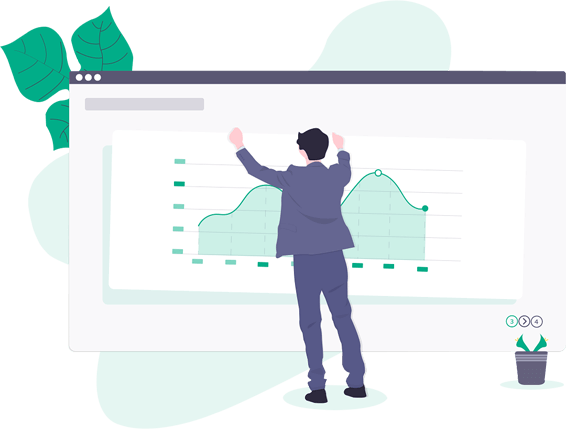 Illustration of worker standing up and arranging chart